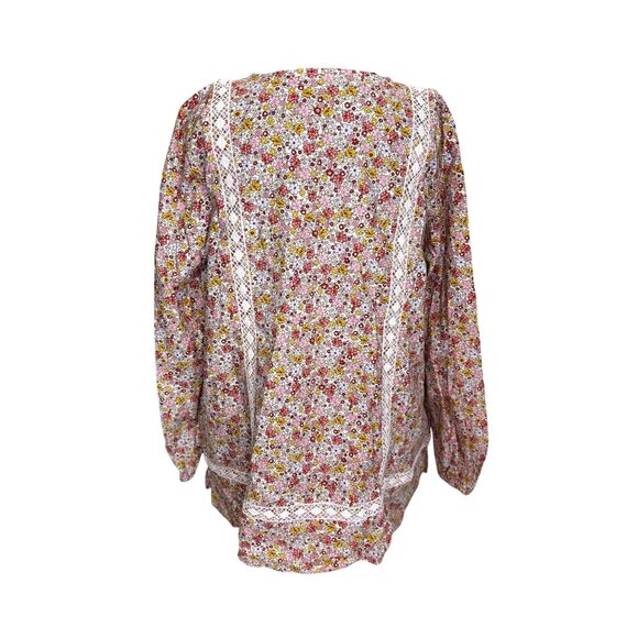 Lands End Womens Floral Print Cotton Blouse XL 18 - Picture 3 of 12